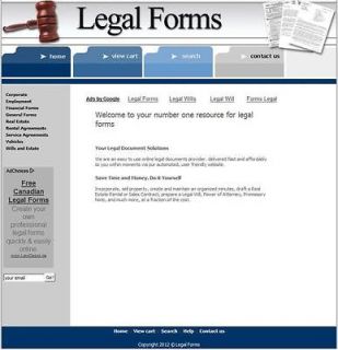 Legal Forms Website  Store php scripts (Software CD)