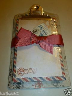 VINTAGE THEME POSTAL STAMP AIRMAIL MAGNETIC CLIPBOARD & WRITING PAD 