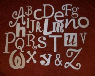   Wooden Letters Set  Unpainted 10 TO 5 mixed fonts  nursery letters
