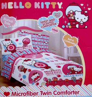 HELLO KITTY SWEET SCENTS SCENTED TWIN COMFORTER SHEETS 4PC BEDDING 
