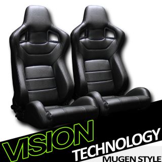   PVC Leather Racing Bucket Seats+Sliders Pair 36 (Fits: Freightliner