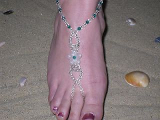   MADE BRIDAL CRYSTAL BAREFOOT SANDAL BEACH JEWELLERY ANKLET FOOT THONG
