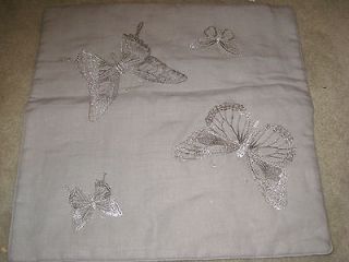 YVES DELORME IOSIS BUTTERFLIES GREY 18 PILLOW COVER NEW