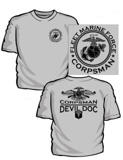 Fleet Marine Force Corpsman T Shirt   Gray