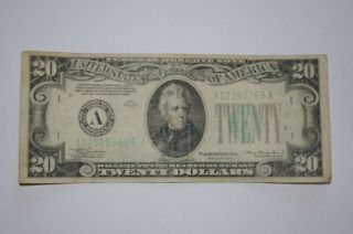 1934 Twenty (20) Dollar Note Federal Reserve Note A Series