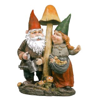   Creatures Poppa & Momma Black Forest Mushroom Garden Gnome Statue