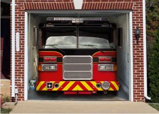 3D EFFECT GARAGE DOOR BILLBOARD COVER STICKER VEHICLE FIRE TRUCK 9 