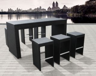 Outdoor Furniture Wicker Patio Bar table and Barstools Set (BS006)