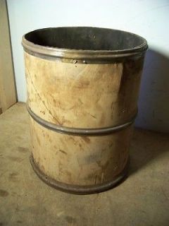 Small Old Wooden Barrel with Metal Bands