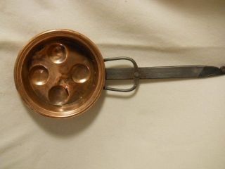 Antique Vintage Copper & Cast Iron Pan Poffertje (Small Pancakes) Pan