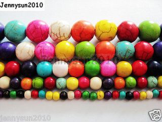 Mix Colored Howlite Turquoise Gemstone Round Beads 16 4mm 6mm 8mm 