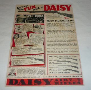 1935 DAISY bb gun ad page ~ BUCK JONES ROUND UP Get Into The Fun