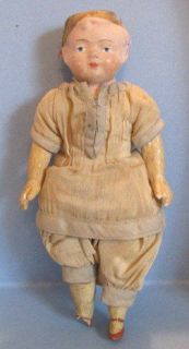   German Paper Mache’ head Boy Doll. 6 T. All Orig. Attic Doll