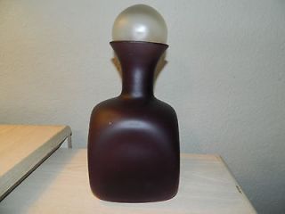 Collectible handcrafted frosted purple glass decanter bottle