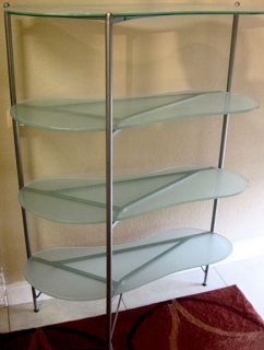 Contemporary Frosted Glass Étagère Display Shelf / 2 Available