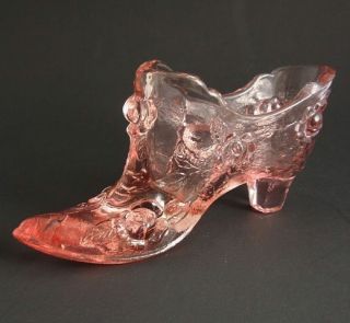 Smith Glass Pink Rose Moon & Star Pattern Hdld Basket Footed EXC.
