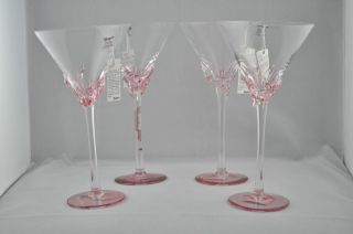 ION TAMAIAN Art Glass Martini Glasses Set/4 Pink Signed Romania New