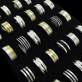 lots 24pcs Mixed Mens Stainless Steel Ring random size and types