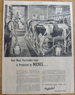 1946 DAIRY FARM MILKING COWS MILKING MACHINES INCO NICKEL CO FARMING 