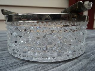   AMERICAN BRILLIANT PERIOD CUT CRYSTAL GLASS BUTTONS HOBNAIL SPOON REST