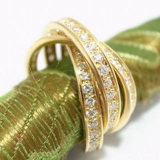   18K YELLOW GOLD 93 DIAMONDS TRINITY ROLLING RING 56 WITH RECEIPT