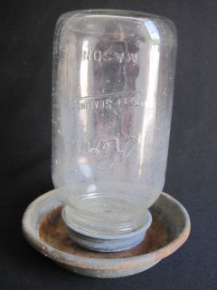 Vintage KERR MASON Glass Bottle Jar Self Sealing Metal Water Chicken 