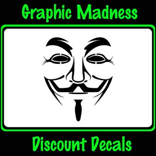 Anonymous Face Mask Vendetta Style Decal Laptop Sticker Vinyl Graphic