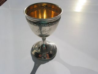 Antique FRENCH SOLID SILVER Egg Cup Minerva 19th Bouclier & Paris 
