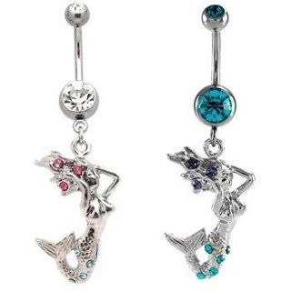   Purple Pink Turquoise Clear Belly Ring Navel Dangle CZ Body Jewelry