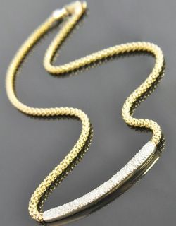   Italian Two Tone 14K Gold .75 CT Diamond Pave Bar Chain Necklace 15.5
