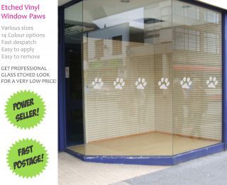 ETCHED VINYL   SHOP WINDOW GLASS DISPLAY FROSTED ANIMAL PAWS PRINTS 