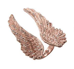 Wildfox Couture Rose Gold Wing Shadow Crystal Ring