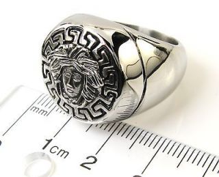 Versace Greek Design Medusa Head 316l Stainless Steel Ring Size 10 1/4