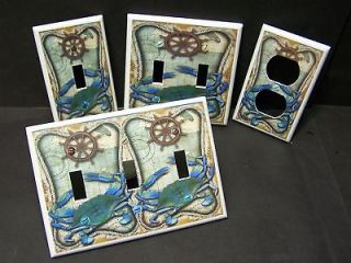 NAUTICAL BLUE CRAB #1 LIGHT SWITCH OR OUTLET COVER