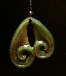 Maori Koru Pendant Necklace Green Jade Greenstone Nephrite Pounamu 