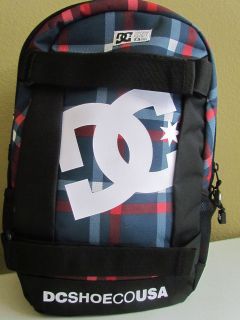 NWT DC Shoes Graphic Logo Multi Function Laptop Backpack Plaid