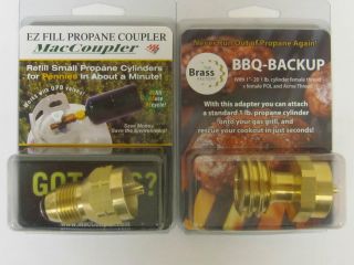 MacCoupler and BBQ Grill Backup Propane Tank Refill Adaptors Combo 