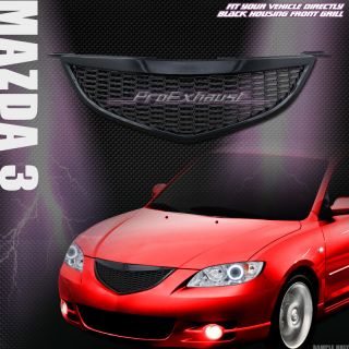 BLACK SPORT MESH FRONT HOOD BUMPER GRILL GRILLE ABS 04 06 MAZDA 3 