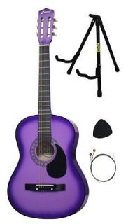   Crescent Beginners HANDMADE PURPLE Acoustic Guitar+Stand And Extras