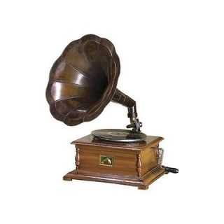 Benzara 27 Working Gramophone With Antique Brass Horn 5669 New