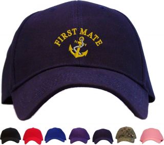 First Mate with Anchor Embroidered Baseball Cap   Available in 7 