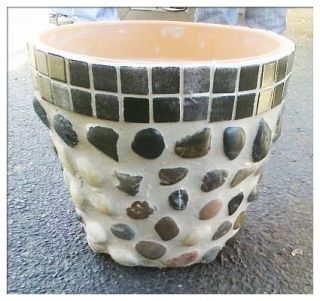 BEAUTIFUL CUSTOM STONE DESIGNED CLAY POT WITH NATURAL STONE & TILES