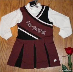 NWT Girls NCAA MISS STATE MSU CHEERLEADER outfit set