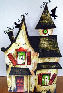 Halloween Haunted House Free Standing Cutout + Ghosts LED Blinking 