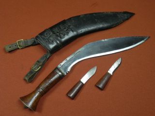 Vintage Indian India KUKRI Set 3 Fighting Knife