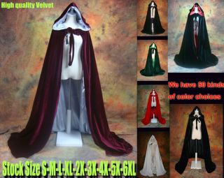 Stock Velvet Capes Hooded Cloaks Witchcraft Halloween Wedding Shawl 