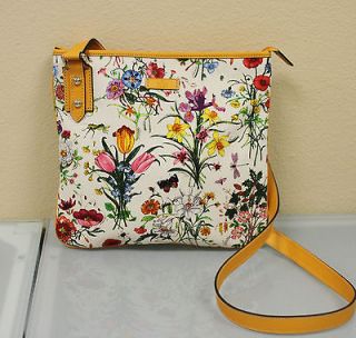 NEW Authentic GUCCI Canvas FLORAL Crossbody Sling Bag Messenger BAG