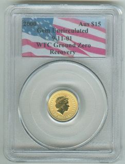 2000 AUS $15 GOLD GEM 1/10 oz WTC 9 11 01 GROUND ZERO RECOVERY+BONUS