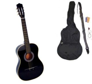   Crescent Beginner BLACK Acoustic Guitar+Gigbag+Strap+Tuner+Lesson+Pick