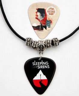 Sleeping with Sirens Black Leather Guitar Pick Necklace plus Pick
